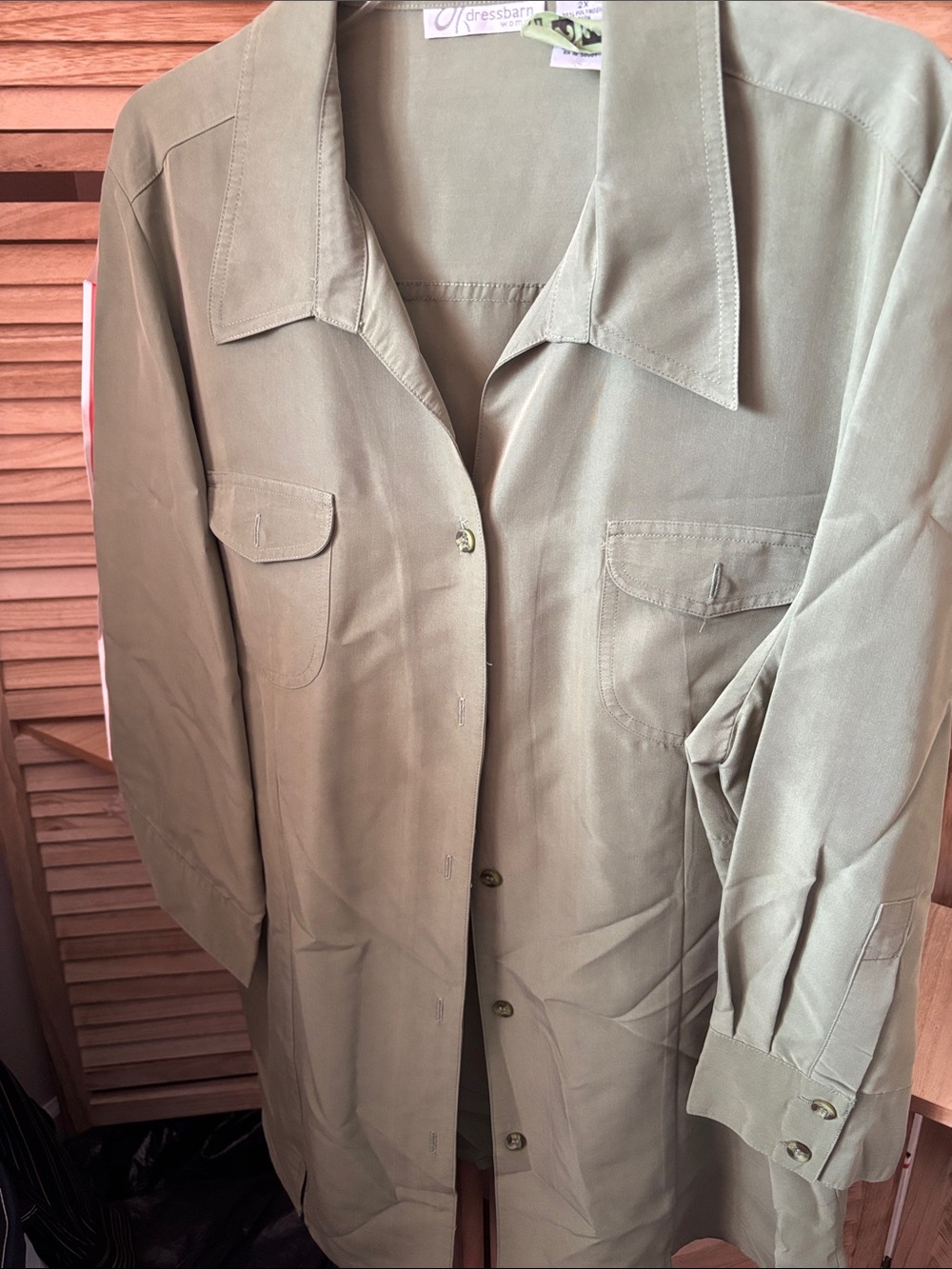 dressbarn Olive Green Utility Shirt 2X